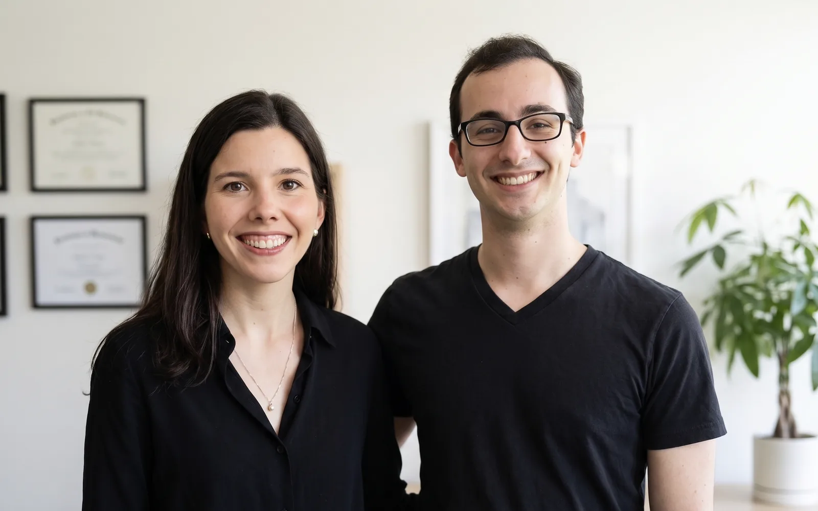Marissa Koscielski and Adrian Rodriguez of Enlighten Mobility, photographed together in the company office.